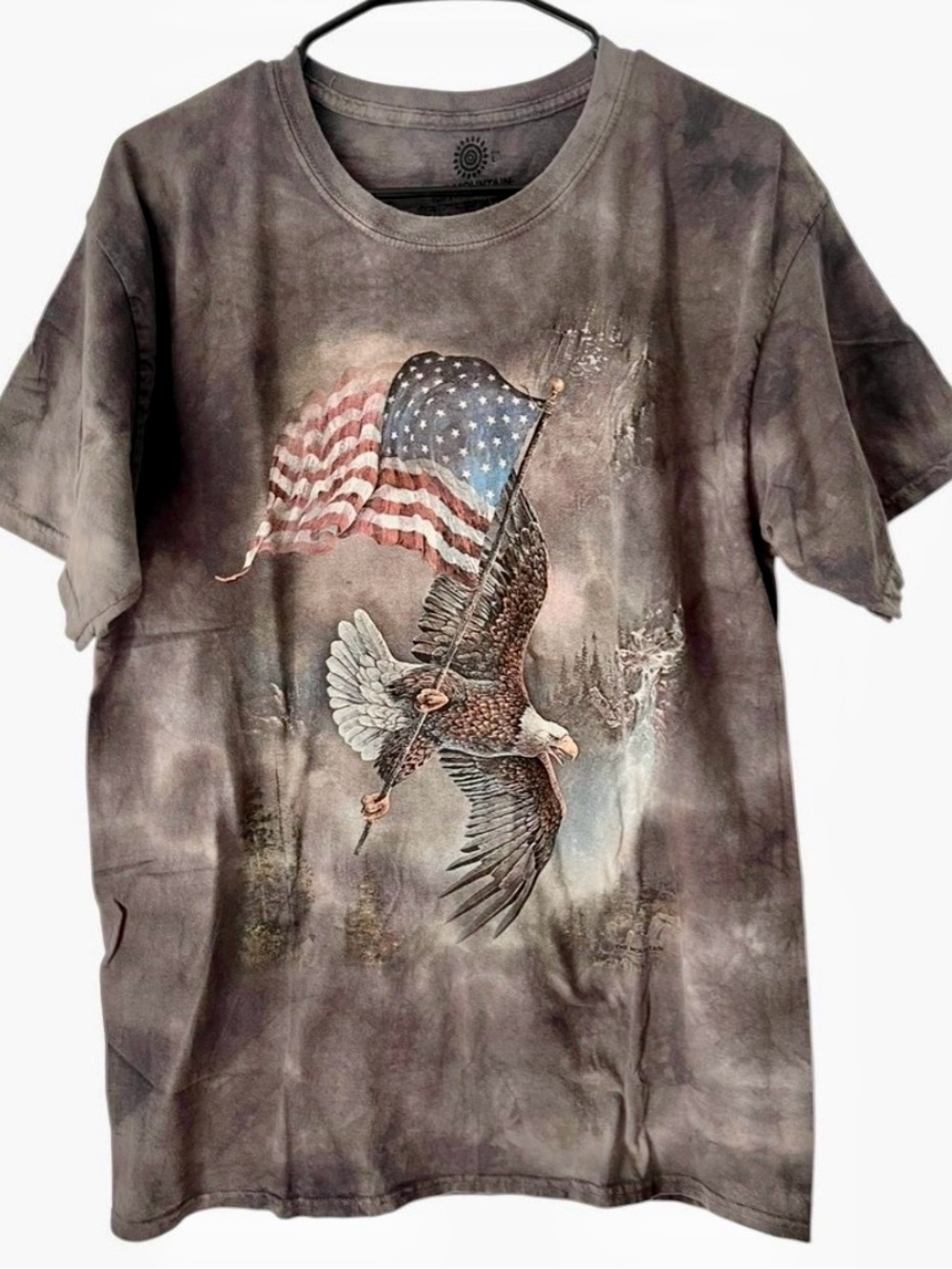 The Mountain by Liquid Blue American Flag Eagle Cotton T-Shirt Size L EXC Cond